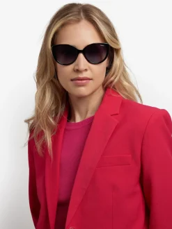 Lunettes de soleil Polaroid noires œil de chat avec ornements bijoux