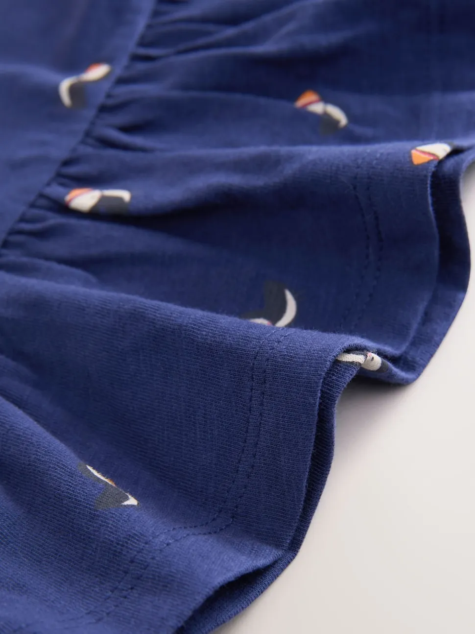 Macareux moine bleu marine - T-shirt péplum à manches courtes (3mois-7ans)