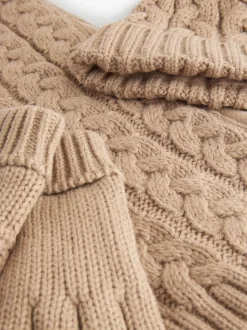 Maille torsadée neutre - Ensemble 3 pièces chapeau, gants et écharpe (3-16ans)