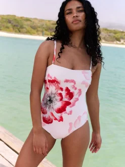 Maillot de bain B by Ted Baker Bandeau blanc fleuri avec perles