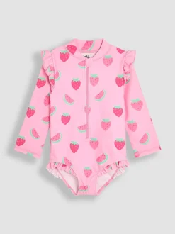 Maillot de bain JoJo Maman Bébé fraise à manches longues