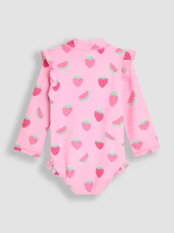 Maillot de bain JoJo Maman Bébé fraise à manches longues