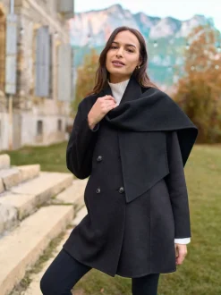 Manteau de grossesse Seraphine en laine à double boutonnage