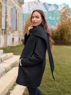 Manteau de grossesse Seraphine en laine à double boutonnage