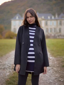 Manteau de grossesse Seraphine en laine à double boutonnage