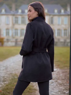 Manteau de grossesse Seraphine en laine à double boutonnage