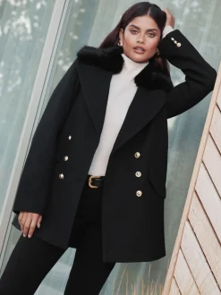 Manteau Lipsy Dolly avec col en fausse fourrure