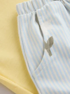 Marguerite jaune - Ensemble haut à manches courtes et pantalon barillet (3mois-7ans)