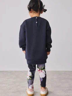 marine - Baker by Ted Baker ensemble 2 pièces sweat à nœud long et leggings fleuris