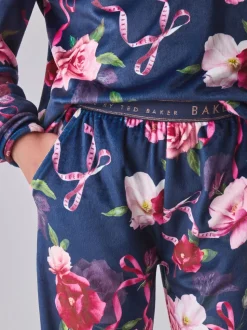 marine - Baker by Ted Baker Ensemble Pyjamas Polaires Fleuris 2 Pièces