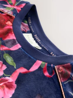 marine - Baker by Ted Baker Ensemble Pyjamas Polaires Fleuris 2 Pièces