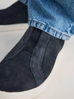 marine - Baskets Signature sans lacets en cuir haut de gamme