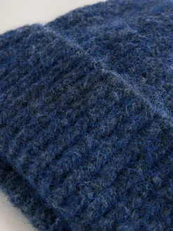 marine - Bonnet côtelé contenant de la laine
