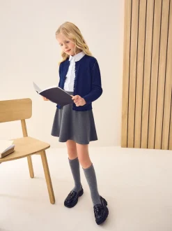 marine - Cardigan scolaire en maille torsadée riche en coton (3-16ans)