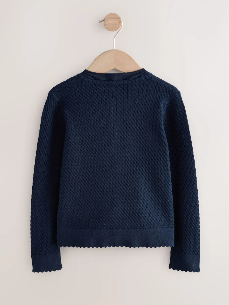 marine - Cardigan scolaire en maille torsadée riche en coton (3-16ans)