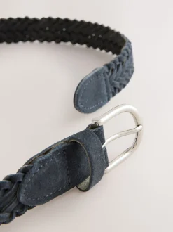 marine - Ceinture en cuir tressé à la main