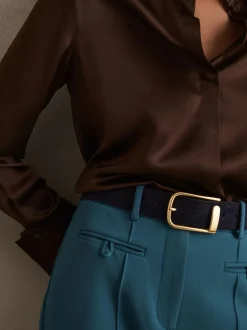 marine - Ceinture en cuir avec boucle à demi-passant Reiss Iyla