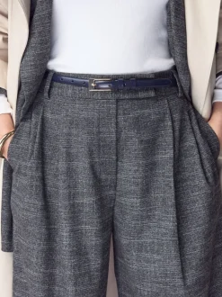 marine - Ceinture N. Premium Skinny Made In Italie en Cuir