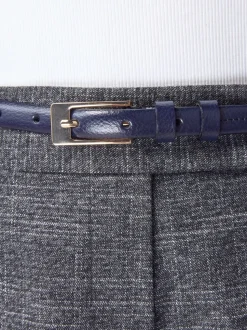 marine - Ceinture N. Premium Skinny Made In Italie en Cuir