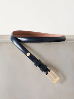 marine - Ceinture N. Premium Skinny Made In Italie en Cuir