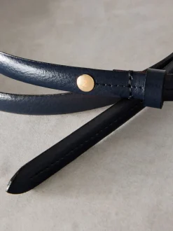 marine - Ceinture N. Premium Skinny Made In Italie en Cuir