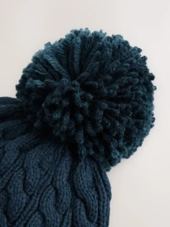 marine - Chapeau en maille bébé avec pompon (0mois-2ans)