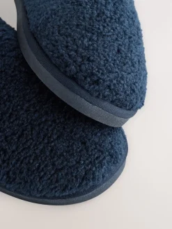 marine - Chaussons en imitation peau de mouton style mule