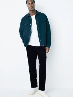 marine - Coupe fuselée régulière - Pantalon plissé simple en velours côtelé