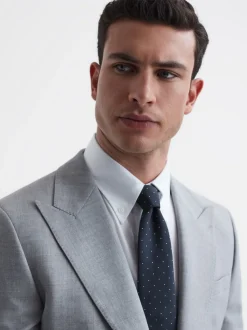 marine - Cravate à pois en soie Reiss Liam