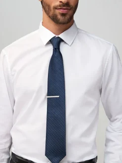 marine - Cravate texturée avec pince à cravate