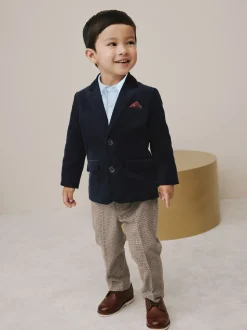 marine - Ensemble Blazer Chemise et Pantalons en velours côtelé (3mois-9ans)