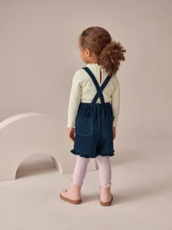 marine - Ensemble salopette en velours côtelé lapin et collants (3mois-7ans)