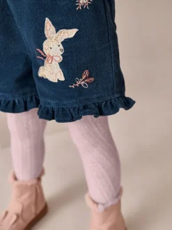 marine - Ensemble salopette en velours côtelé lapin et collants (3mois-7ans)