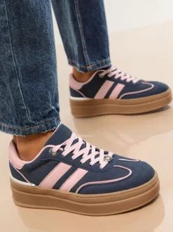 marine - Lipsy Baskets de sport à plateforme épaisse en faux suède