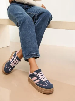 marine - Lipsy Baskets de sport à plateforme épaisse en faux suède