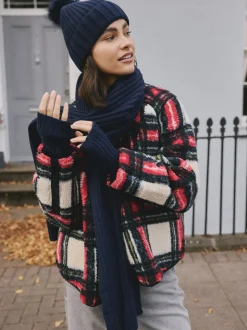 marine - Lot de 1 gants chauffe-mains côtelés