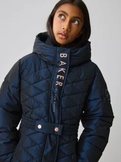 marine - Manteau Ceinturé Baker by Ted Baker, mi-lourd, matelassé et Résistant à la douche