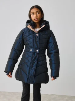 marine - Manteau Ceinturé Baker by Ted Baker, mi-lourd, matelassé et Résistant à la douche