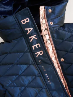 marine - Manteau Ceinturé Baker by Ted Baker, mi-lourd, matelassé et Résistant à la douche