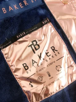 marine - Manteau Ceinturé Baker by Ted Baker, mi-lourd, matelassé et Résistant à la douche