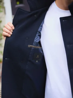 marine - Manteau en laine à double boutonnage style cheminée