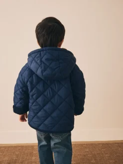 marine - Manteau matelassé doublé Borg (3mois à7ans)