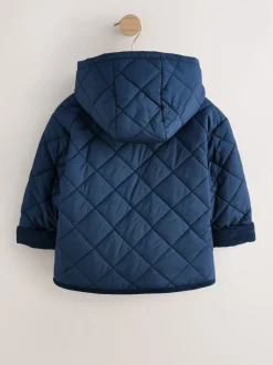 marine - Manteau matelassé doublé Borg (3mois à7ans)