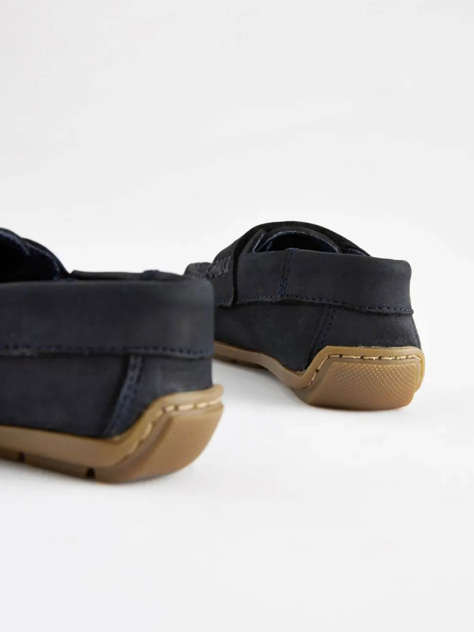 marine - Mocassins penny en cuir avec fermeture tactile et rapprochée