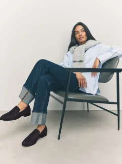 marine - Mocassins propres en daim à bout rond