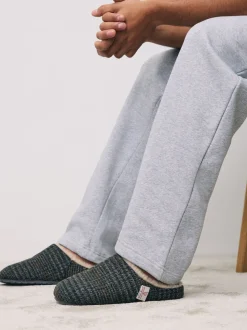 marine - Mules Chaussons Signature Harris Tweed