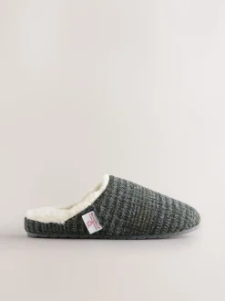 marine - Mules Chaussons Signature Harris Tweed