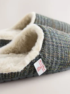 marine - Mules Chaussons Signature Harris Tweed