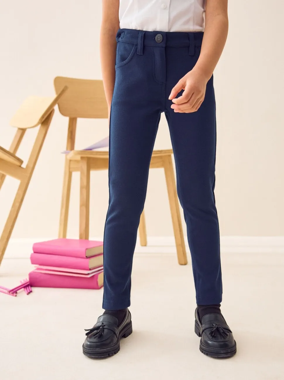 marine - Pantalon d'école skinny extensible en jersey (3-18ans)