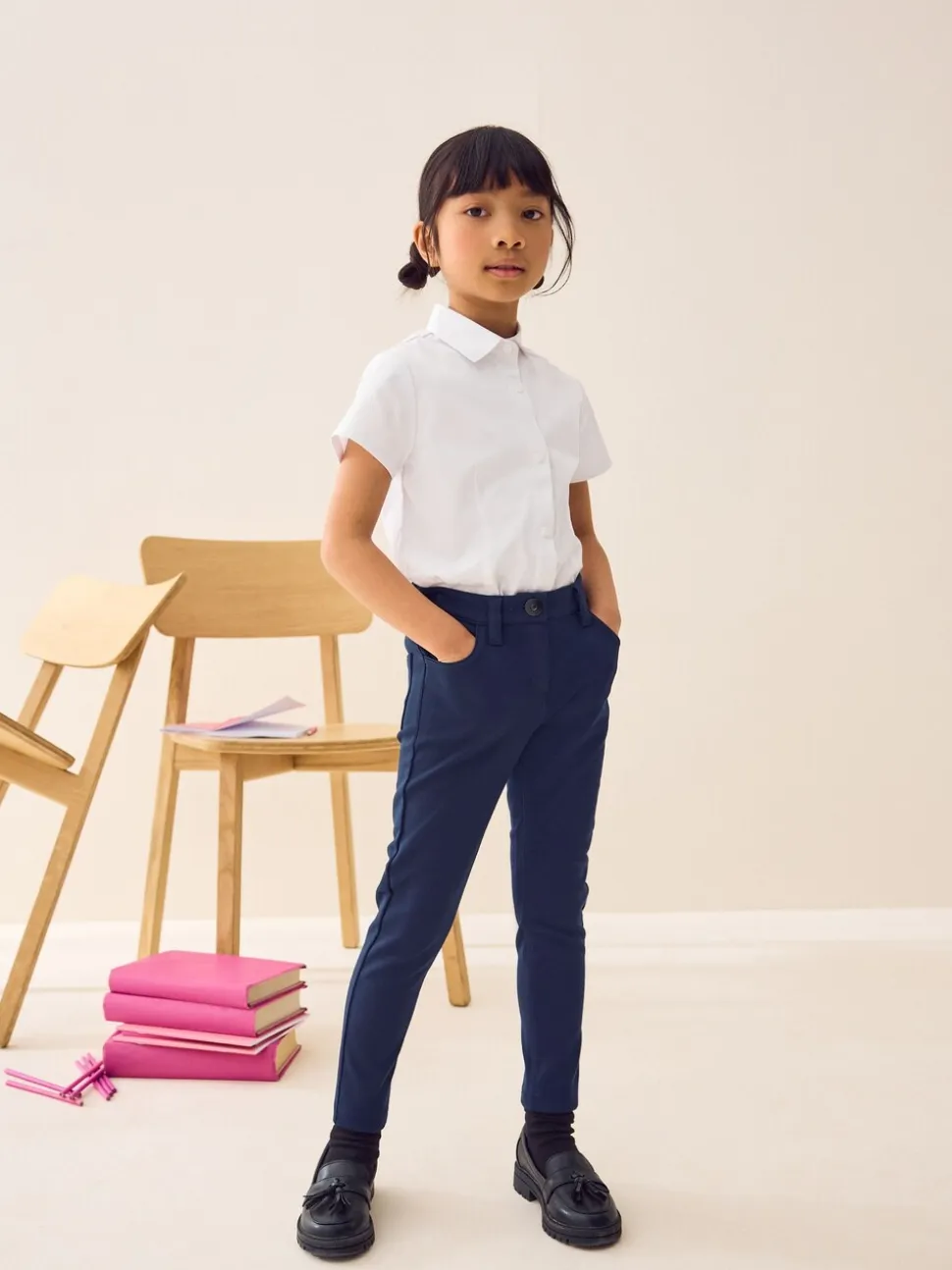 marine - Pantalon d'école skinny extensible en jersey (3-18ans)